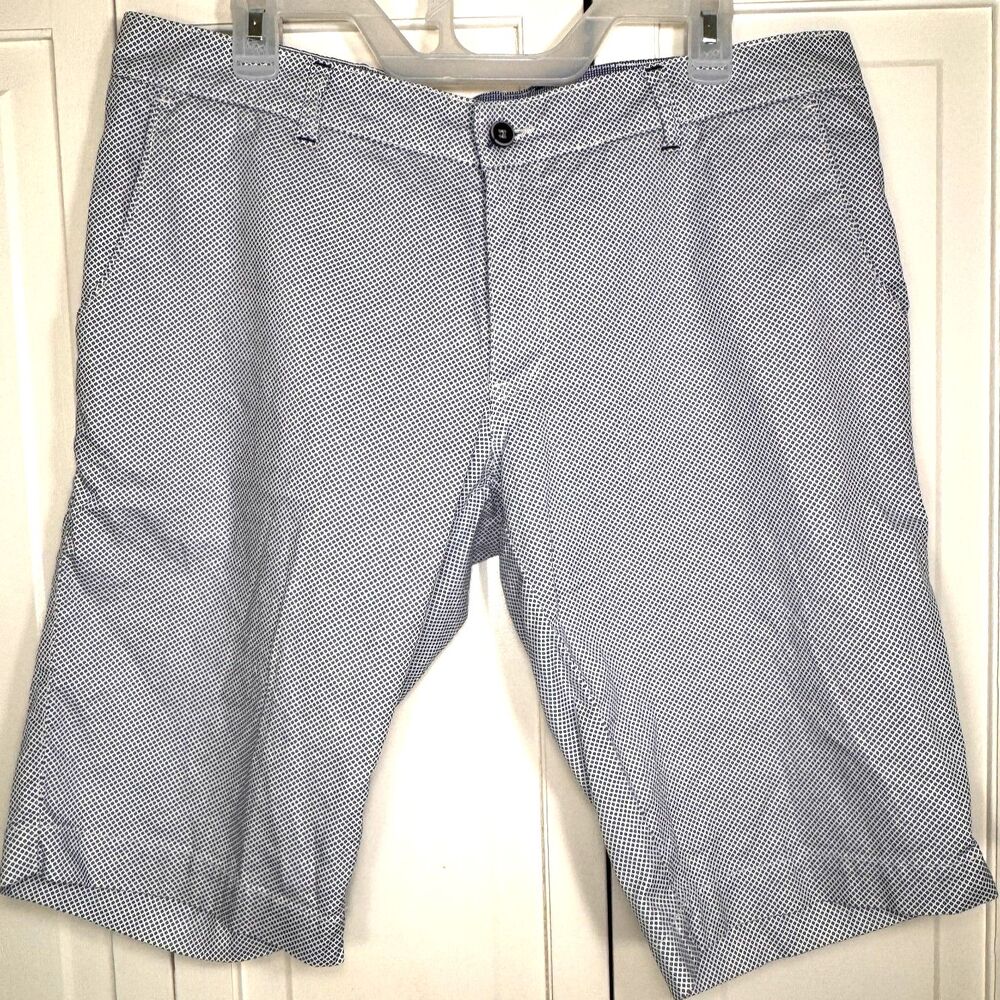 Mezzo Uomo Men's Blue White Bermuda Chino Shorts, 36, 100% Cotton Made in Greece - Picture 8 of 9